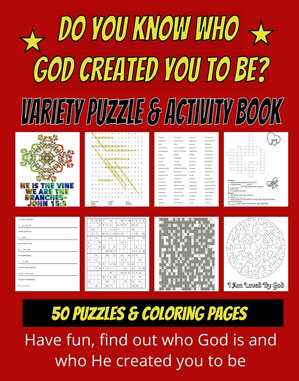 do you know who God created you to be? variety puzzle and activity book
