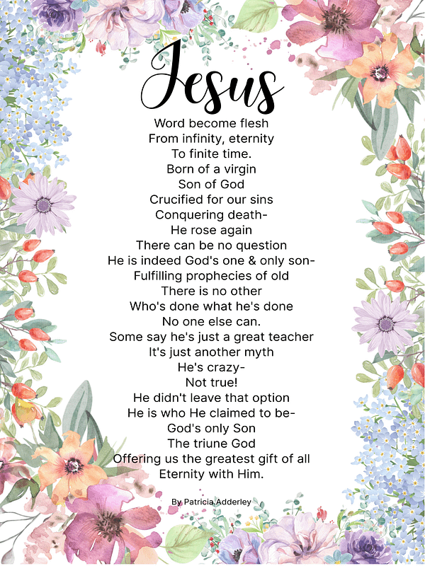 Jesus Easter Poem Christian, Original Christian Poetry, Easter Poetry Downloadable Print