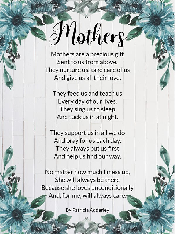 Mother's Day Poem "Mothers" Digital Print